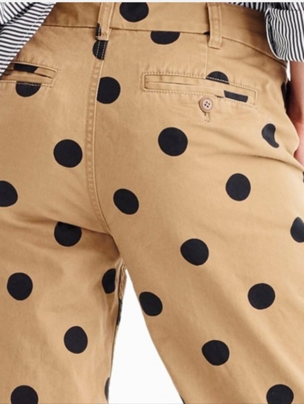 J Crew Boyfriend Chino Khaki With Black Polka Dots Size 16 - Picture 2 of 10